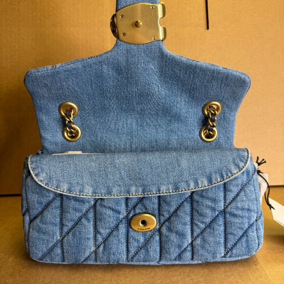 Coach Quilted Tabby 26 Medium Denim Shoulder Bag - Picture 11 of 14